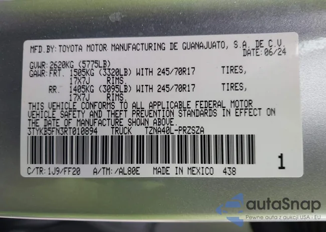 3TYKB5FN3RT010894: 44164116