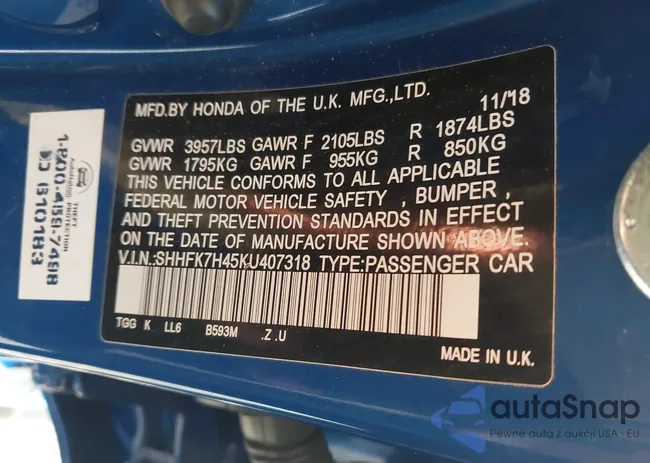 SHHFK7H45KU407318: 44164119