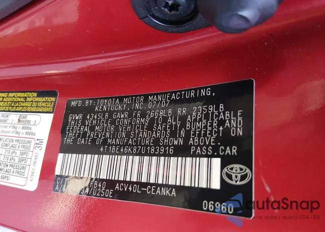 4T1BE46K87U183916: 44164189