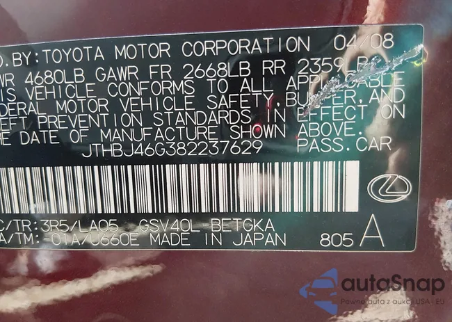 JTHBJ46G382237629: 44164191