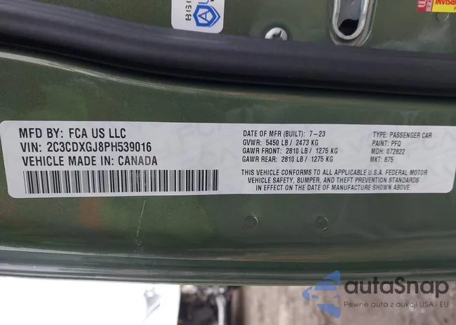 2C3CDXGJ8PH539016: 44164204