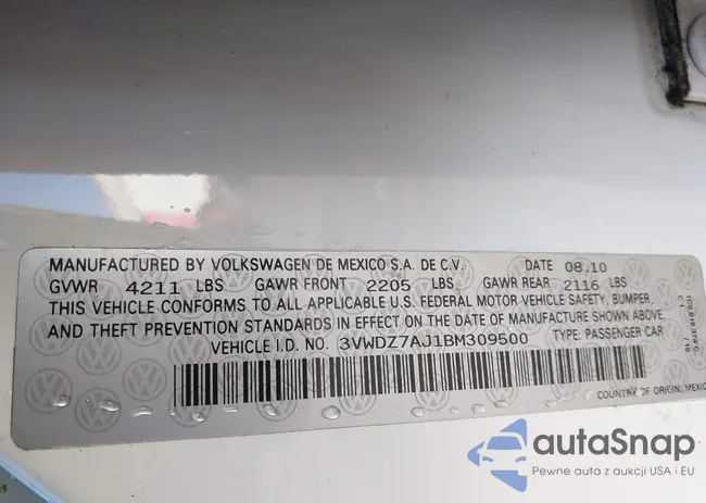 3VWDZ7AJ1BM309500: 44164312