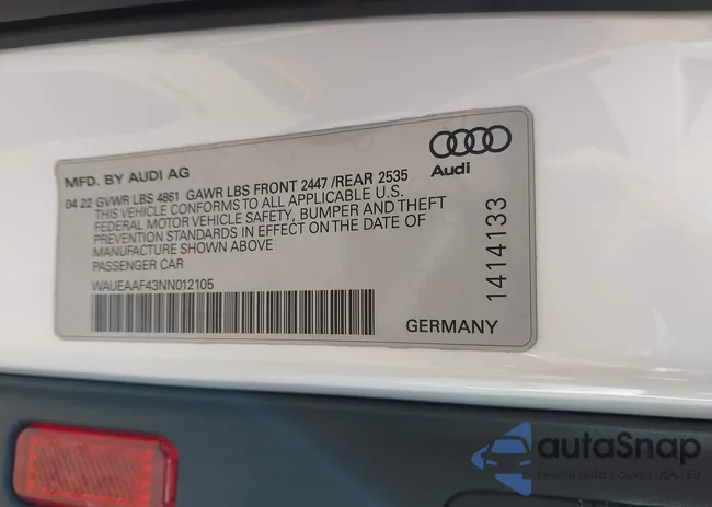 WAUEAAF43NN012105: 44164352