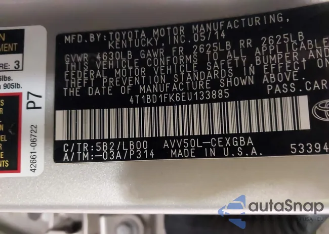 4T1BD1FK6EU133885: 44164400