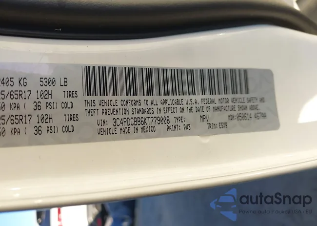 3C4PDCBB6KT779008: 44165500