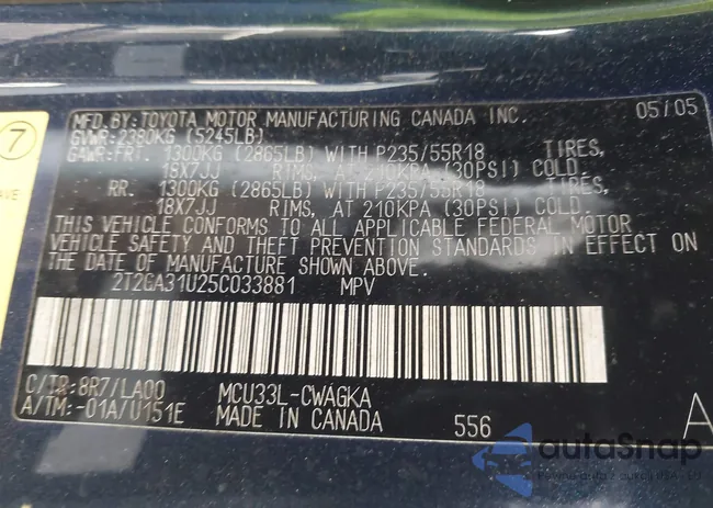 2T2GA31U25C033881: 44165544