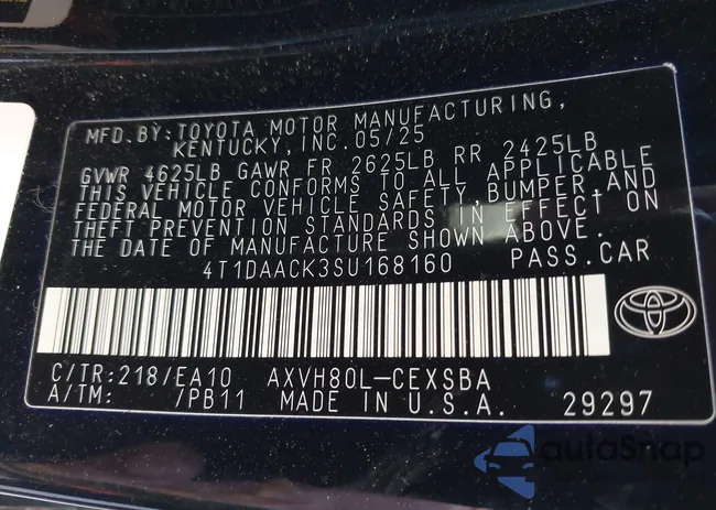 4T1DAACK3SU168160: 44165613