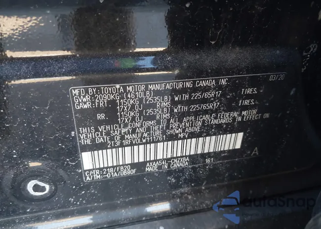 2T3F1RFV0LW111761: 44165649