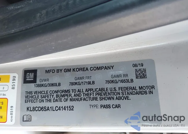 KL8CD6SA1LC414152: 44165663