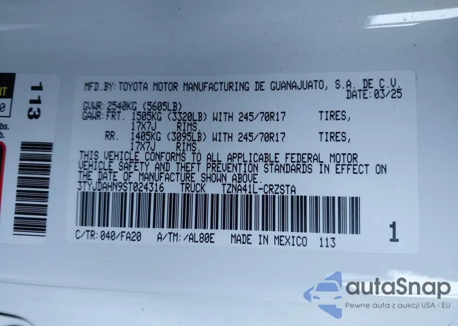 3TYJDAHN9ST024316: 44165703