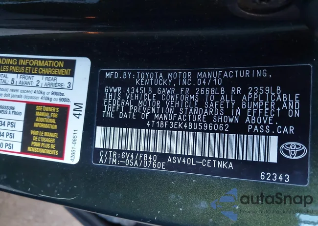 4T1BF3EK4BU596062: 44165861