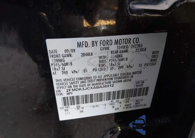 2FMDK3JCXABA36912: 44165990