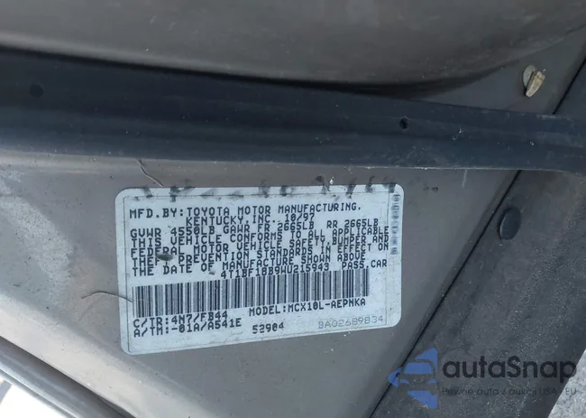 4T1BF18B9WU215943: 44166009