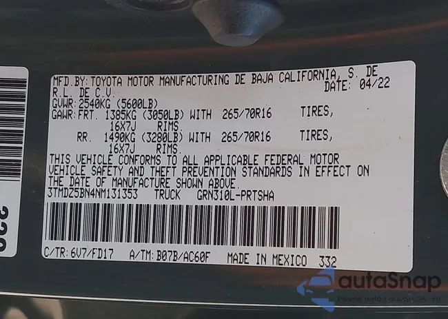 3TMDZ5BN4NM131353: 44165097