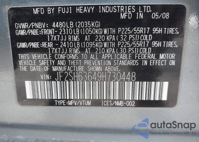JF2SH63649H730448: 44165159