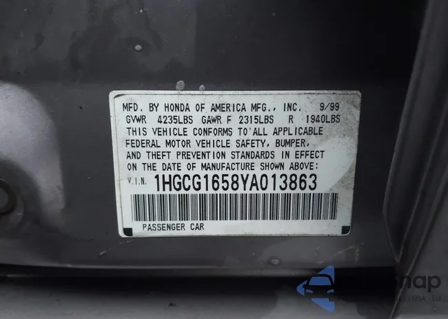 1HGCG1658YA013863: 44165235
