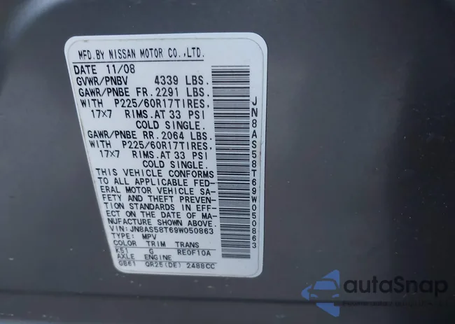 JN8AS58T69W050863: 44165321