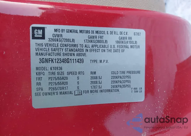 3GNFK12348G111439: 44165361