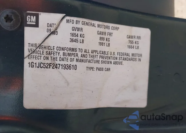 1G1JC52F247193610: 44165363