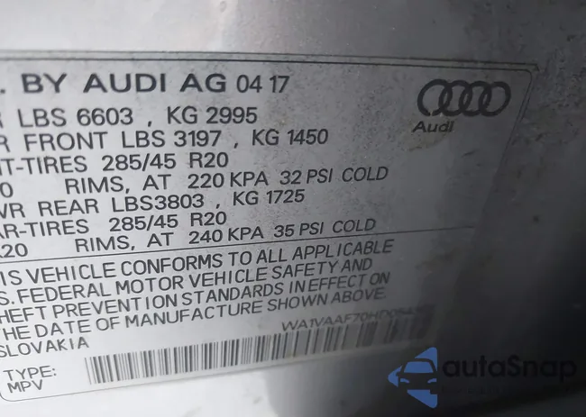 WA1VAAF70HD054362: 44165409