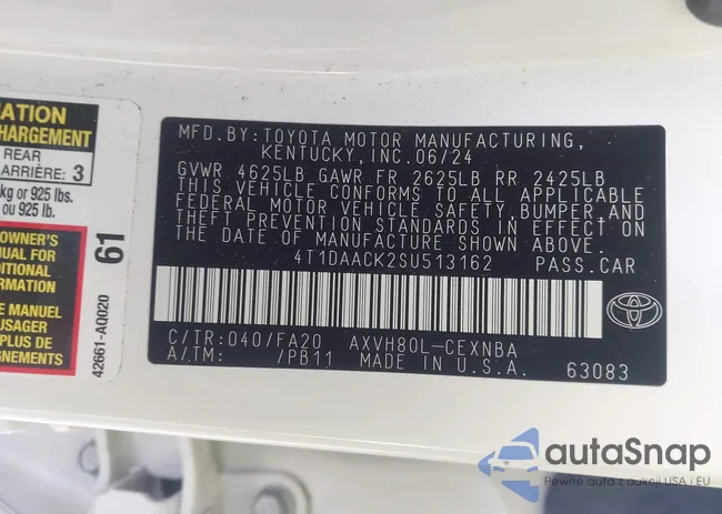 4T1DAACK2SU513162: 44165438