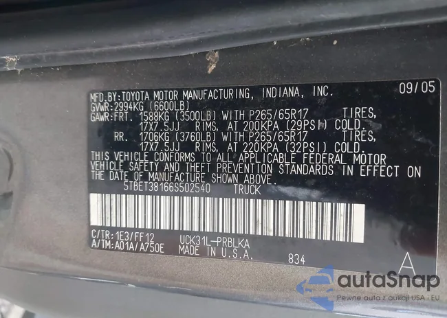 5TBET38166S502540: 44166472