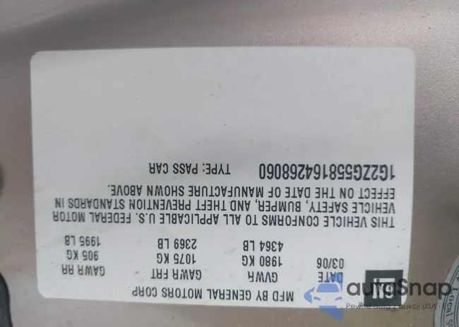 1G2ZG558164268060: 44166595