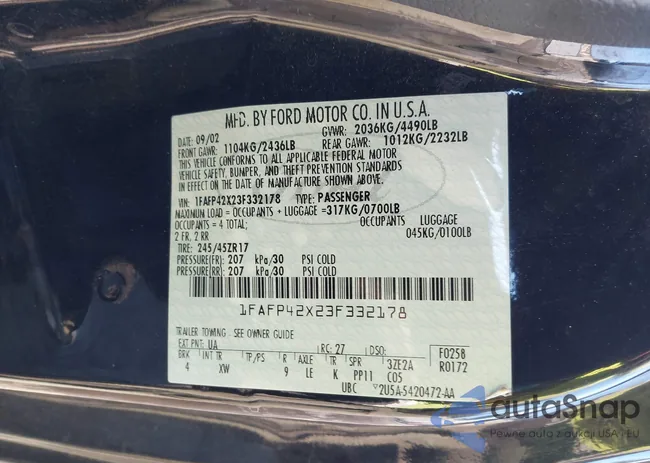 1FAFP42X23F332178: 44166625