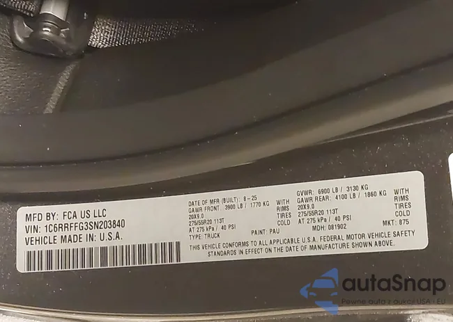 1C6RRFFG3SN203840: 44166677