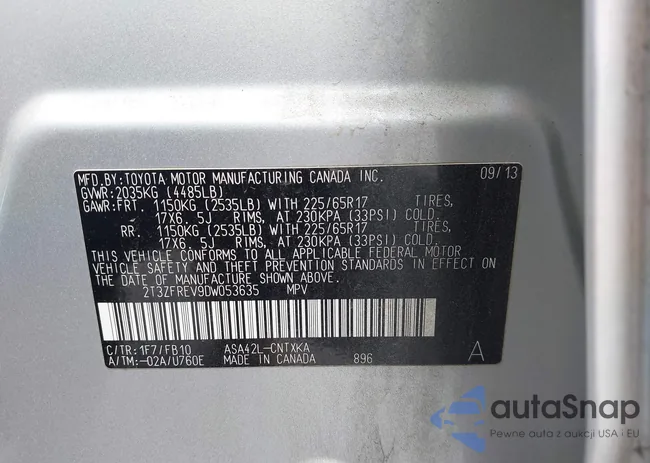 2T3ZFREV9DW053635: 44166692