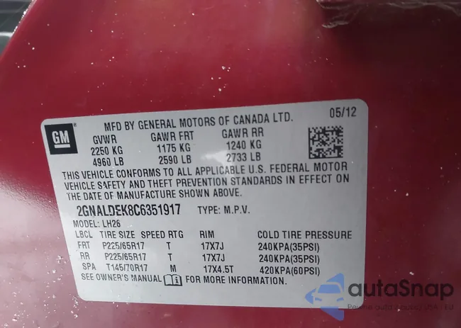 2GNALDEK8C6351917: 44166694