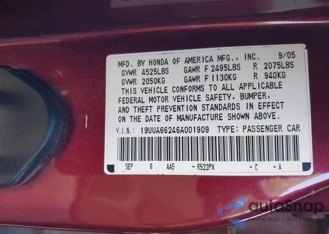 19UUA66246A001909: 44166738