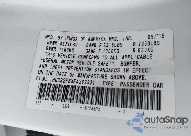 1HGCR2F8XFA202831: 44166820