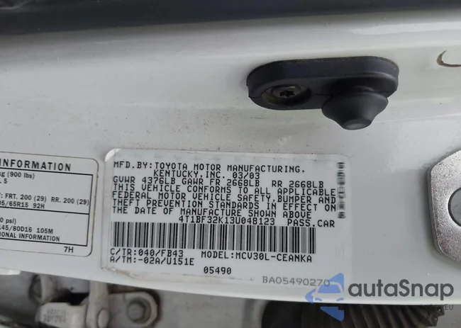 4T1BF32K13U048123: 44166059