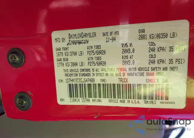 1D7HA16D85J547489: 44166112