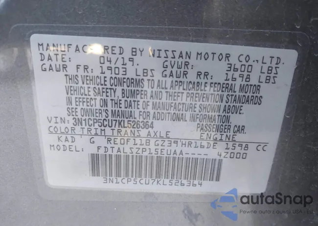 3N1CP5CU7KL526364: 44166119
