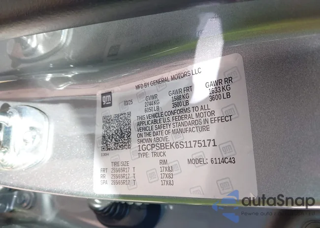 1GCPSBEK6S1175171: 44166122