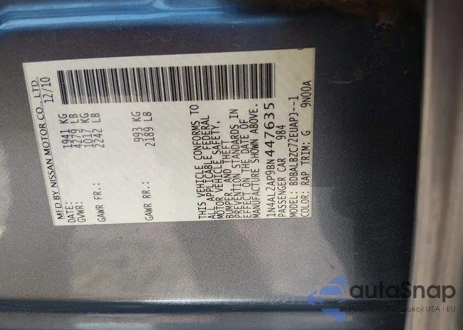 1N4AL2AP9BN447635: 44166247