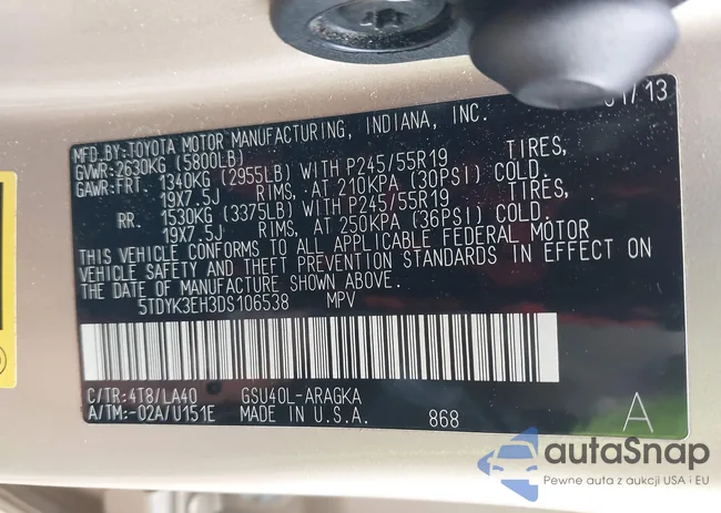 5TDYK3EH3DS106538: 44166311