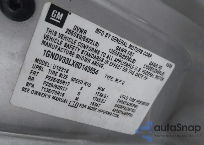 1GNDV33LX6D143654: 44166324