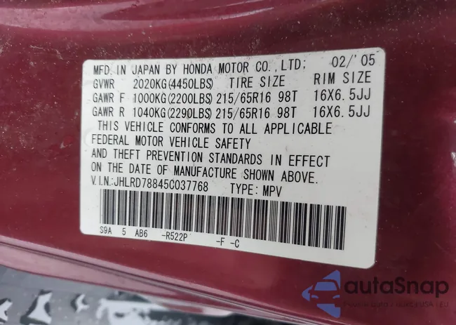 JHLRD78845C037768: 44166341