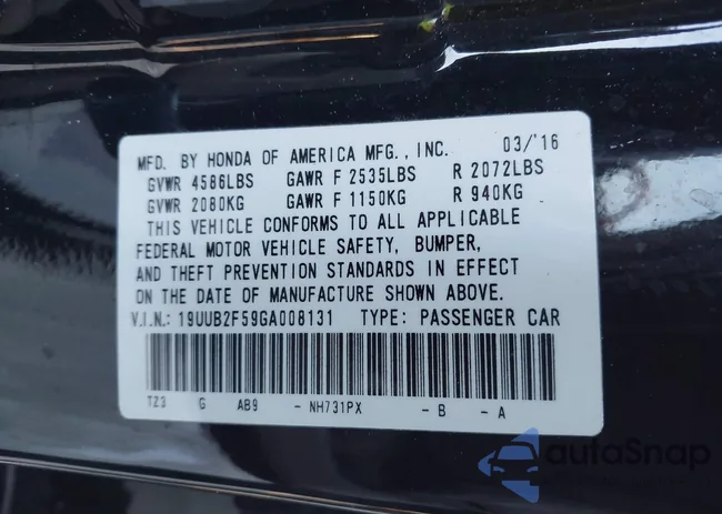 19UUB2F59GA008131: 44166345