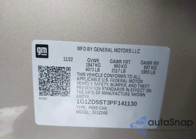 1G1ZD5ST3PF141130: 44166370