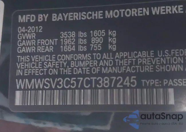 WMWSV3C57CT387245: 44166388