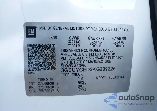 3GCUYGED3KG289226: 44167458