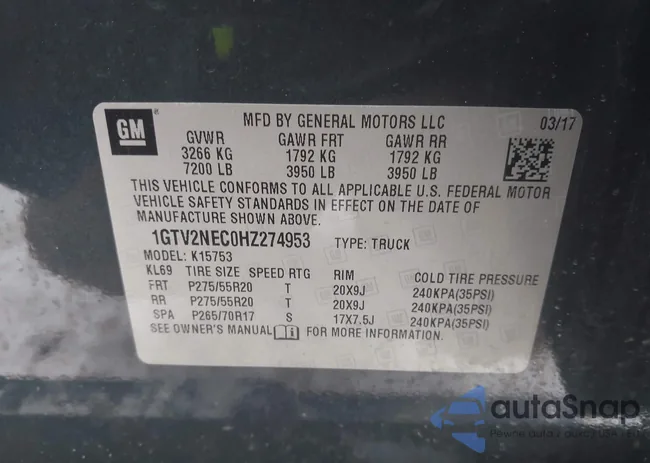 1GTV2NEC0HZ274953: 44167566