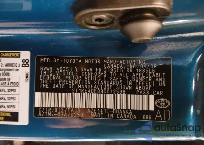 2T1KE40E09C012598: 44167569