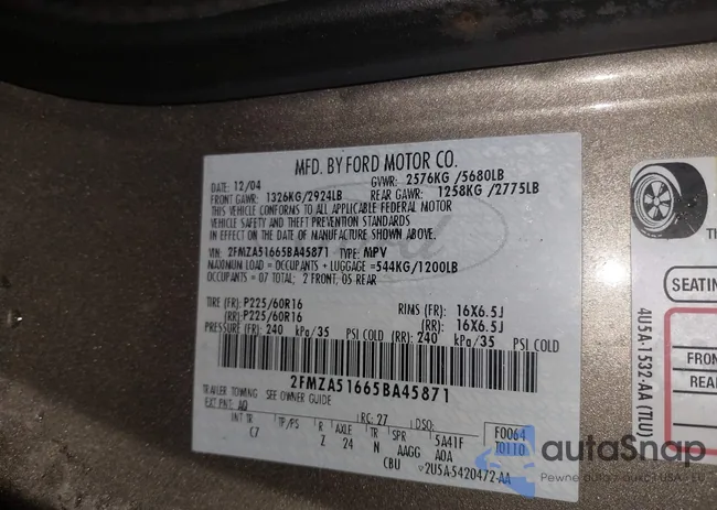 2FMZA51665BA45871: 44167616