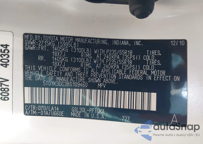 5TDYK3DC3BS109460: 44167712