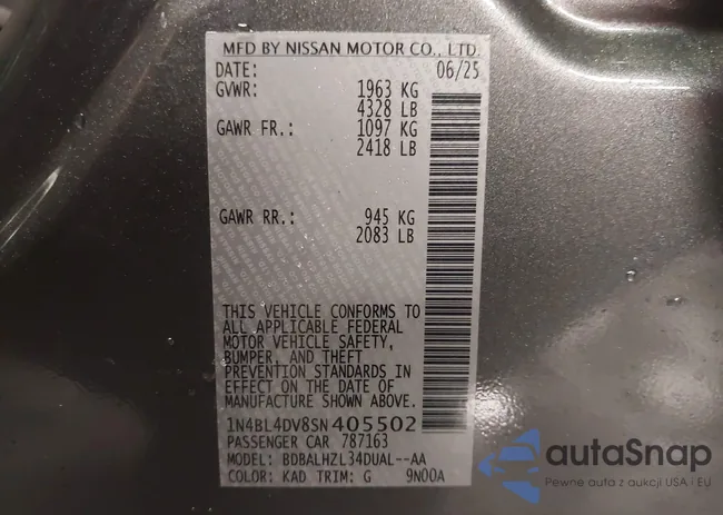 1N4BL4DV8SN405502: 44167724